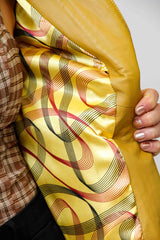 Kurze Damen Lammnappa Lederjacke in Senf tailliert mit asymmetrischen Reißverschluss