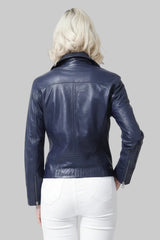 Damen Kurzjacke in Blau aus Lammnappa tailliert, Leder Schmidt Online