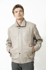 super leichter Herren Lederblouson aus Lammnappa in Ivory unwattiert