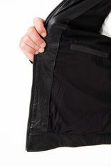 Sportliche Herrenlederjacke Lammnappa in schwarz Bikerjacken Style mit Stehkragen