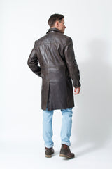 Herren Kurzmantel aus Lammnappa in Braun Vintage antik zum knöpfen