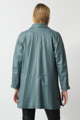 Längere Damen Lederjacke in A-Form aus Lammnappa in Melange