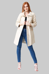 Schicker Damen Leder Kurzmantel Beige in Lammnappa mit besondere Details