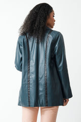 Sehr leichte Damen Lederjacke aus Lammnappa in Althema schwarz abgesetzt