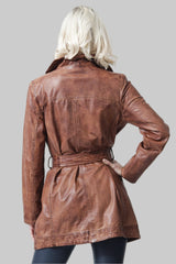 Trenchcoat aus Leder in der Farbe braun