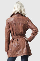 Trenchcoat aus Leder in der Farbe braun