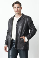 Braune echte Herren Lederjacke in Lammnappa-Leder Schmidt Online