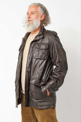 leichter Herren Parka aus Lammnappa in Braun mit Wattierung