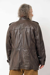 Sportlicher Herren Lederparka in Braun aus softigen Lammnappa