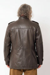 Sportlicher Herren Lederparka in Braun aus softigen Lammnappa