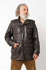 leichter Herren Parka aus Lammnappa in Braun mit Wattierung