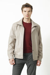 super leichter Herren Lederblouson aus Lammnappa in Ivory unwattiert