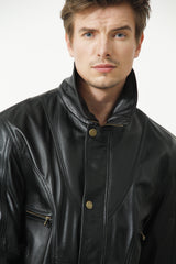 Kurze Herren Bundlederjacke Schwarz aus weichem Lammnappa und vielen Taschen