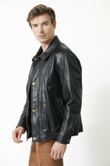 Kurze Herren Bundlederjacke Schwarz aus weichem Lammnappa und vielen Taschen