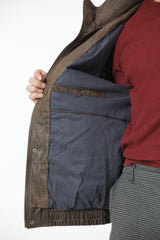 Herren Lederblouson in Braun antik geschliffenes Lammleder mit Wattierung