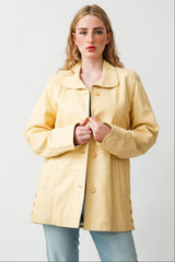 Super leichte sehr weiche Damen Lederjacke aus Lammnappa in Vanille