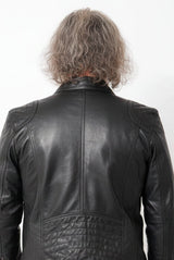 Sportliche Herren-Lederjacken-Lammnappa in schwarz Bikerjacken Style mit Stehkragen