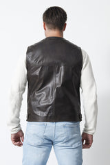 Praktische Herren Freizeit Weste in Lammnappa dunkel Braun