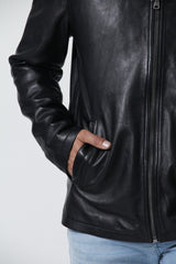 halblange Lederjacke in Lammnappa schwarz für Herren von Leder Schmidt Online