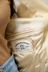 leichte dünne Damen Lederjacke als Bolero Lammnappa vanille ohne Kragen