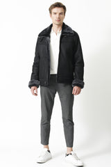 Winter Herren Lammfelljacke wie gewachsen in schwarz nappiert aus Leipzig