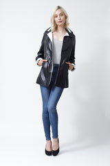 Damen Kurzmantel federleicht mit Kapuze abtrennbar Lammnappa zweifarbig ohne Wattierung