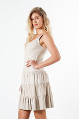 Exklusives Damen Lederkleid aus Butterweichem Lammnappa in Ivory