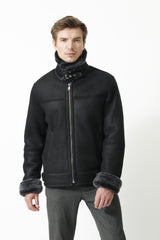 kurze Herren Lammfelljacke wie gewachsen in schwarz nappiert aus Leipzig