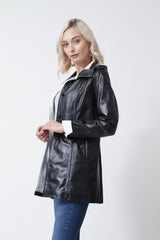 Damen Kurzmantel federleicht mit Kapuze abtrennbar Lammnappa zweifarbig ohne Wattierung