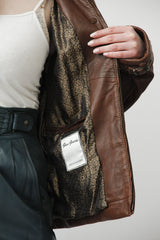 schicke Damen Lederjacke aus weichem Lammnappa sehr leicht in Braun