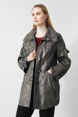 Leichte Damen Lederjacke aus Lammnappa in Grau mit Musterung