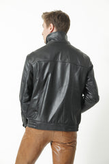 Kurze Herren Bundlederjacke Schwarz aus weichem Lammnappa und vielen Taschen