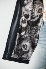 tolle Damen Übergangslederjacke in Lammnappa mit Kapuze in Blau