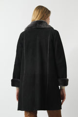 Damen Lammfell Kurzmantel aus Entrefino Lammfell in schwarz