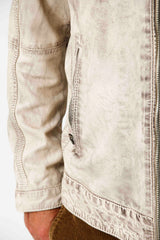 Sportliche Herrenlederjacke Lammnappa in Offwhite vintage Look Bikerjacken Style