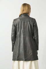 Figurbetonte Damen Lederjacke in Lammnappa anthrazit vintage Look von Gipsy