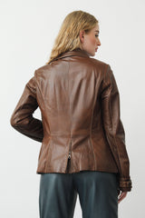 Coole Damen Lederjacke in 1A. Lamm Qualität in Braun
