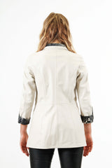 Längere Damen Lederjacke aus Lammnappa zum wenden Beige oder Schwarz