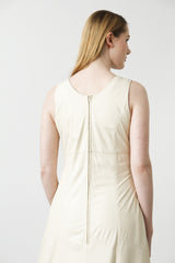 langes Damen Lederkleid aus dünnem Lammnappa in Ivory