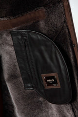 Lange Damen Merino Lammfelljacke mit Kapuze in Braun in Pelzvelour