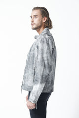 Herren Lederjacke in geschliffenes Lammleder in Jungle Optik Grau