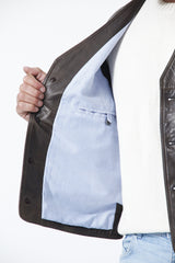 schicke Herren Lederweste in Lammnappa dunkel Braun mit praktischen Taschen