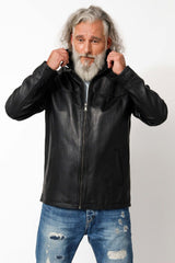 echte klassische Herren Rindsnappa Lederjacke schwarz gerader Schnitt
