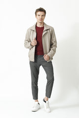 super leichter Herren Lederblouson aus Lammnappa in Ivory unwattiert