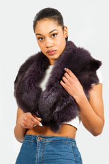 Damen Blaufuchs Stola Kragen in Aubergine