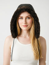 Damen Lammfelljacke in schwarz zum Wenden, Option mit Kapuze