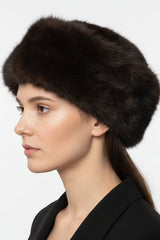 Pelzkappe, Fellhut, Kaninchen Mütze dunkel bran