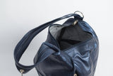 Damen Leder alltags Rucksack aus Lammnappa metallic blau 340 Gramm