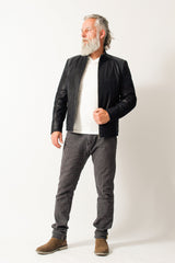 Exquisite Herren Lederjacke blau