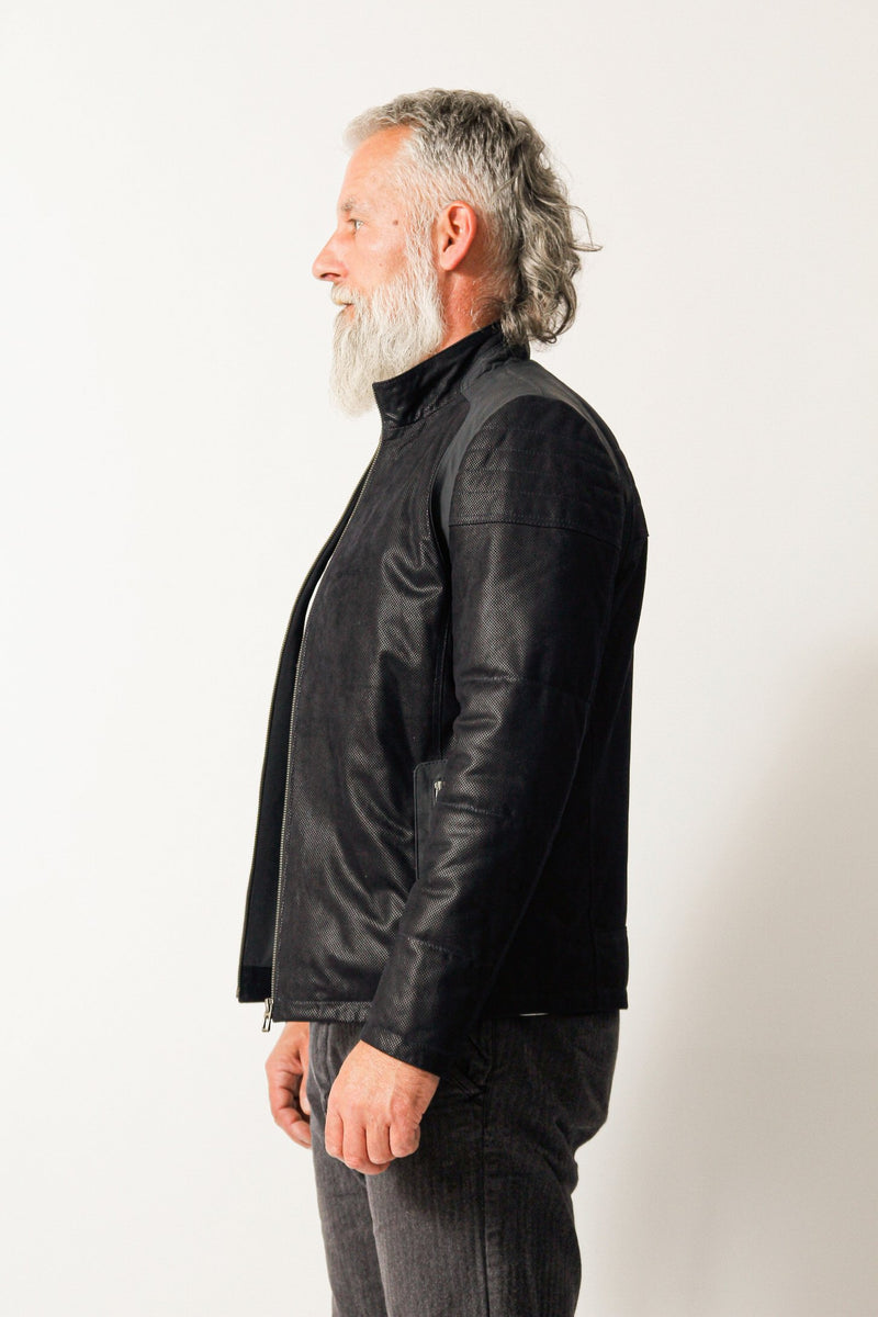 Kurze Herren Lederjacke exklusiv aufwendig in Marineblau aus Lammnappa